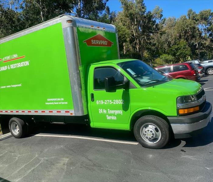 green SERVPRO truck